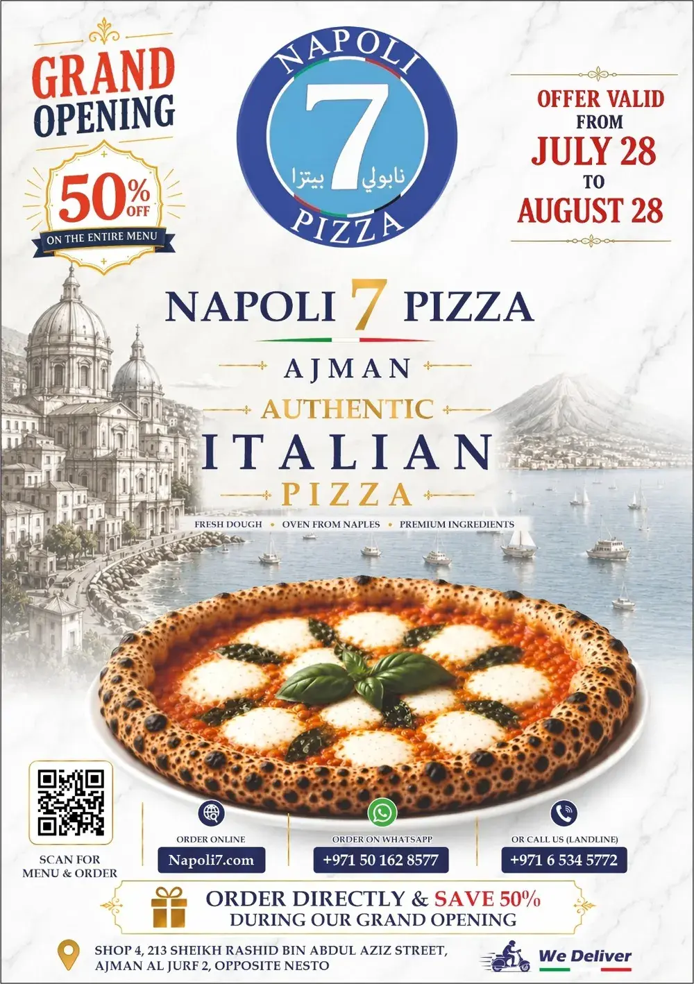 Napoli 7 Grand Opening — 50% off the entire menu, 28 July to 28 August